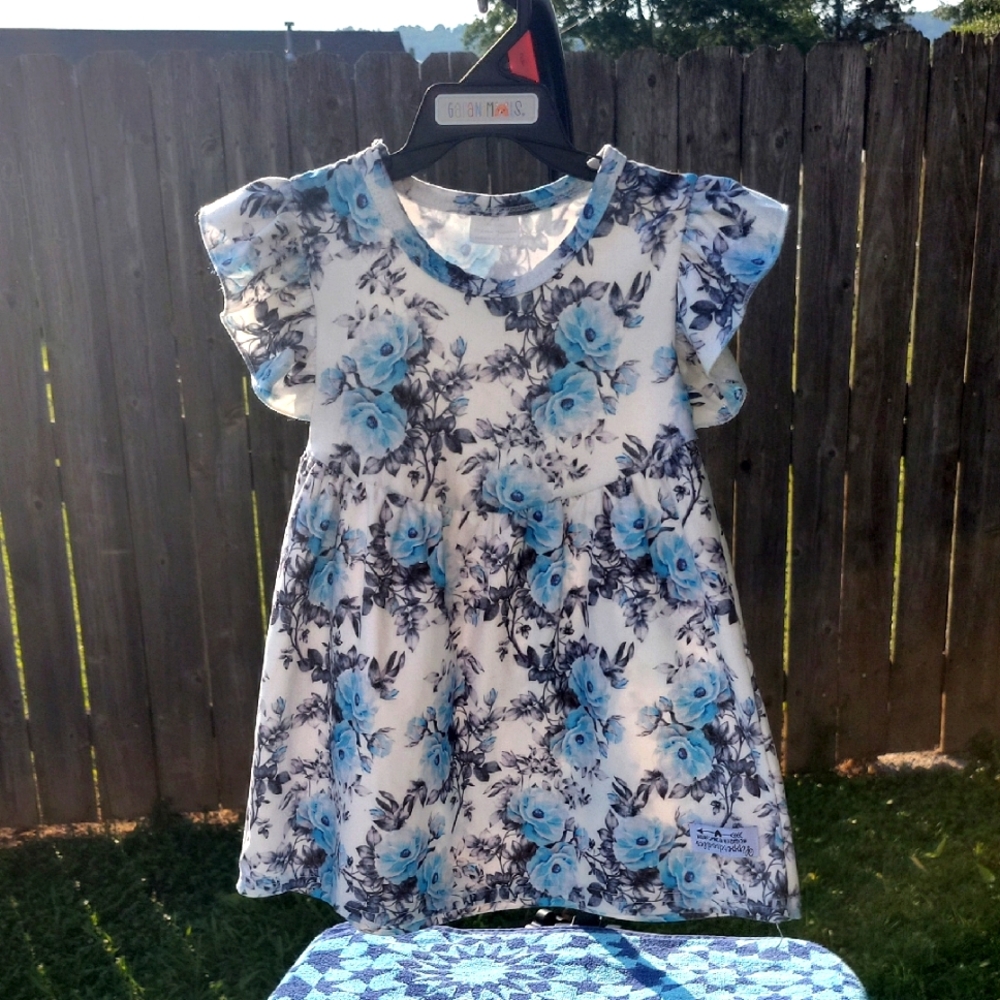 Floral Blue and White Dress